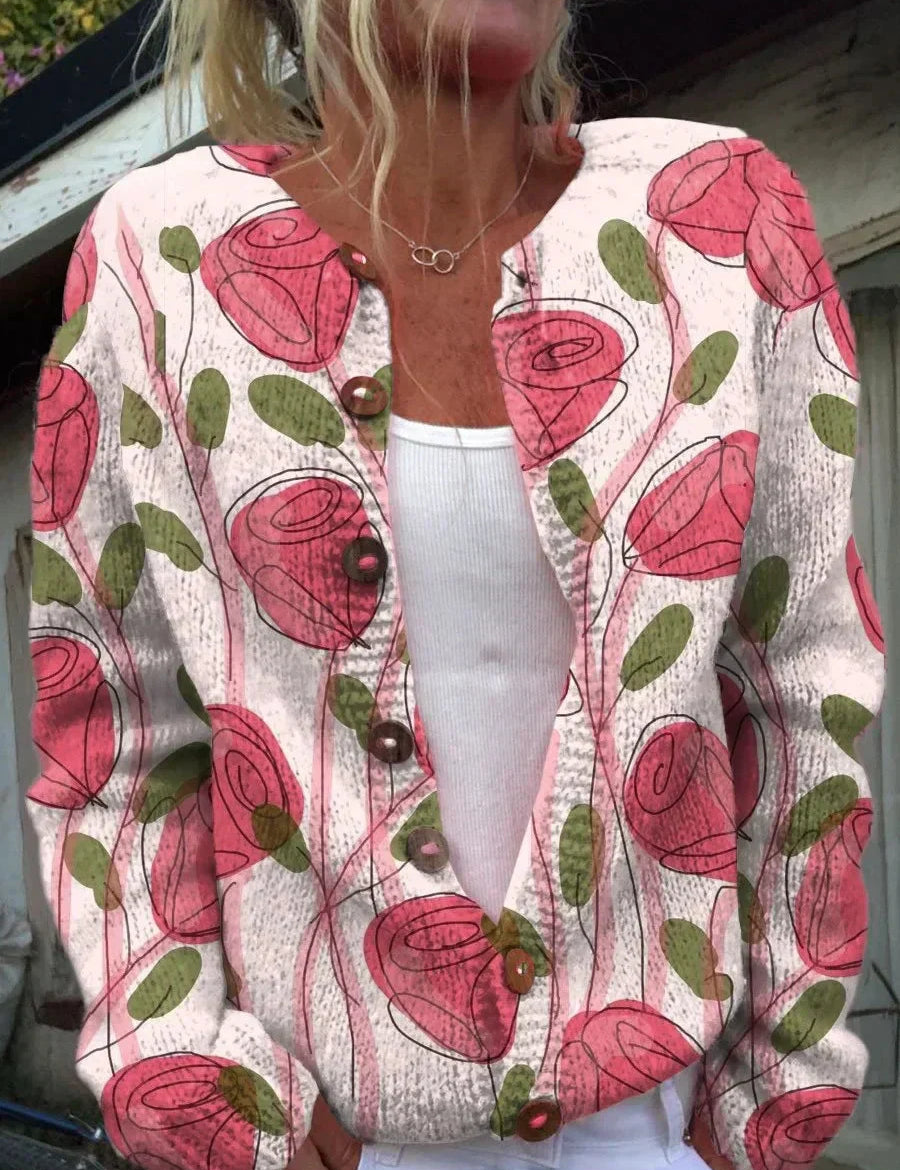 Marcyna™ | Kwiatowy Kardigan z Guzikami