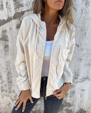 Danna | Kurtka z kordu z kapturem i zamkiem błyskawicznym