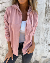 Danna | Kurtka z kordu z kapturem i zamkiem błyskawicznym