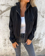 Danna | Kurtka z kordu z kapturem i zamkiem błyskawicznym