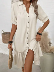 Aliyah – Button-Down Ruffle Hem Dress