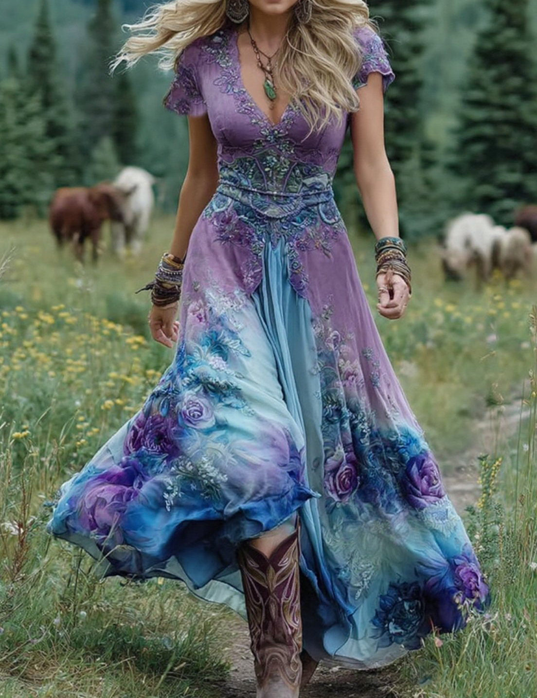 Elara - Sukienka maxi w kwiaty