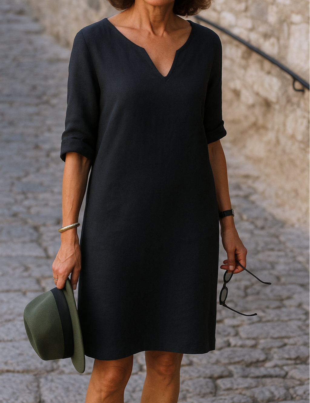 OLIVIE - ELEGANCKA SUKIENKA Z LNU