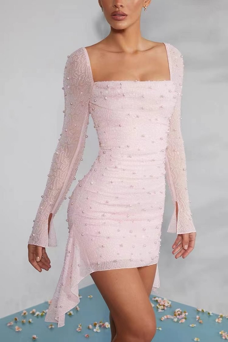 LYRAÉ – Luźna sukienka z dekoltem w kształcie V i nadrukiem