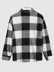 Artem™ | Pluszowa kurtka w kratę z kieszenią i kołnierzem