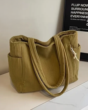 Skylar | Ribbed Tote Bag with Cord Detail