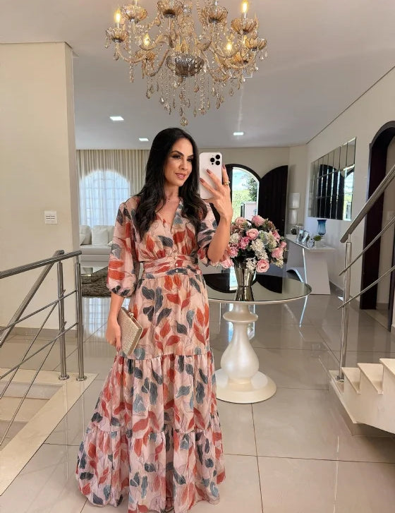 CLAUDIA | Długa sukienka w kwiaty