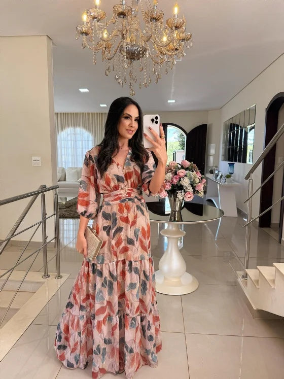 CLAUDIA | Długa sukienka w kwiaty