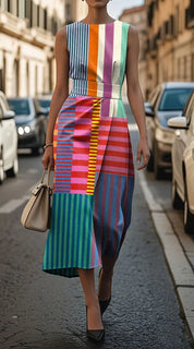 Tiffany - Sukienka bez rękawów w wzory