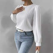 Carly – Pleated Long-Sleeve Blouse