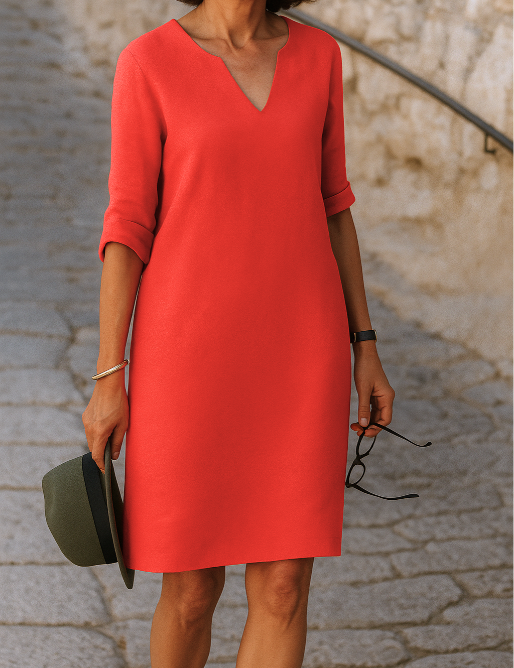 OLIVIE - ELEGANCKA SUKIENKA Z LNU