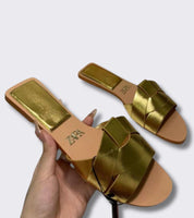 Zaba | Eleganckie Sandały Niskie z Plecionką