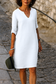 OLIVIE - ELEGANCKA SUKIENKA Z LNU