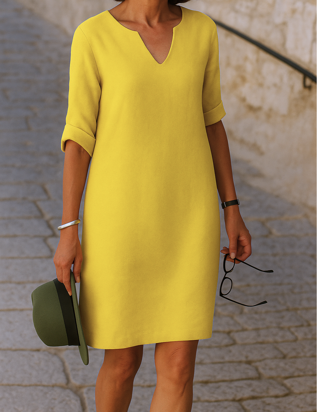 OLIVIE - ELEGANCKA SUKIENKA Z LNU