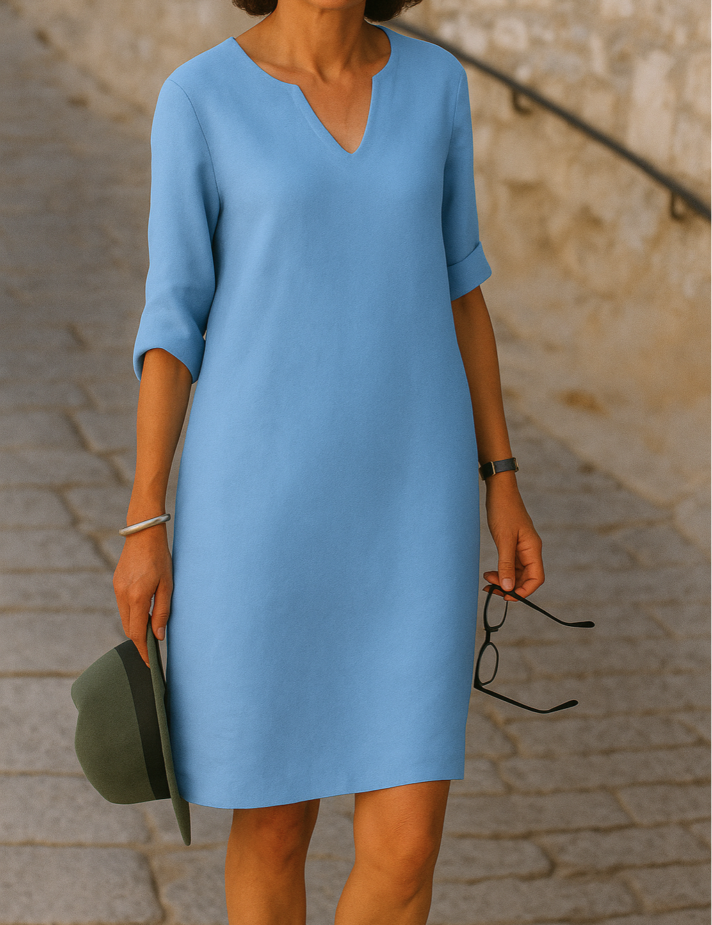 OLIVIE - ELEGANCKA SUKIENKA Z LNU