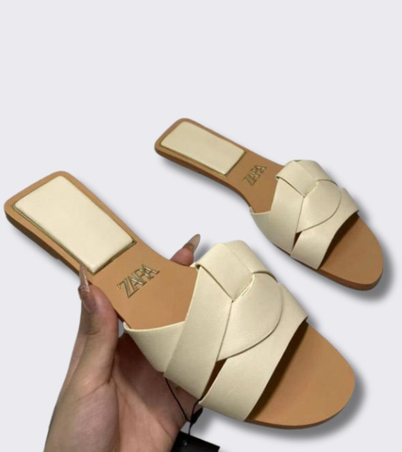 Zaba | Eleganckie Sandały Niskie z Plecionką