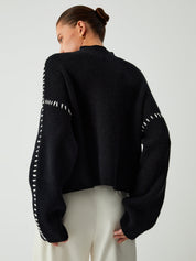 Alma | Oversize-Dolcevita-Pullover z detalami Piqué