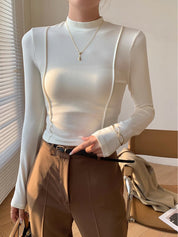 Bluză cu Piping din Jersey Simplu