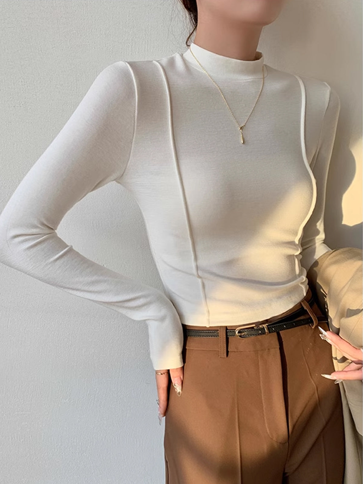 Bluză cu Piping din Jersey Simplu