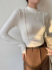 Bluză cu Piping din Jersey Simplu