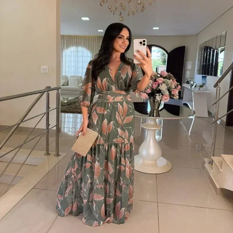 Camille | Długa sukienka w kwiaty