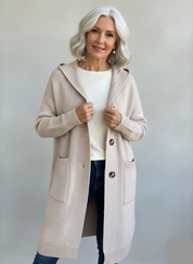 Yasmine – Long Knit Cardigan with Hood