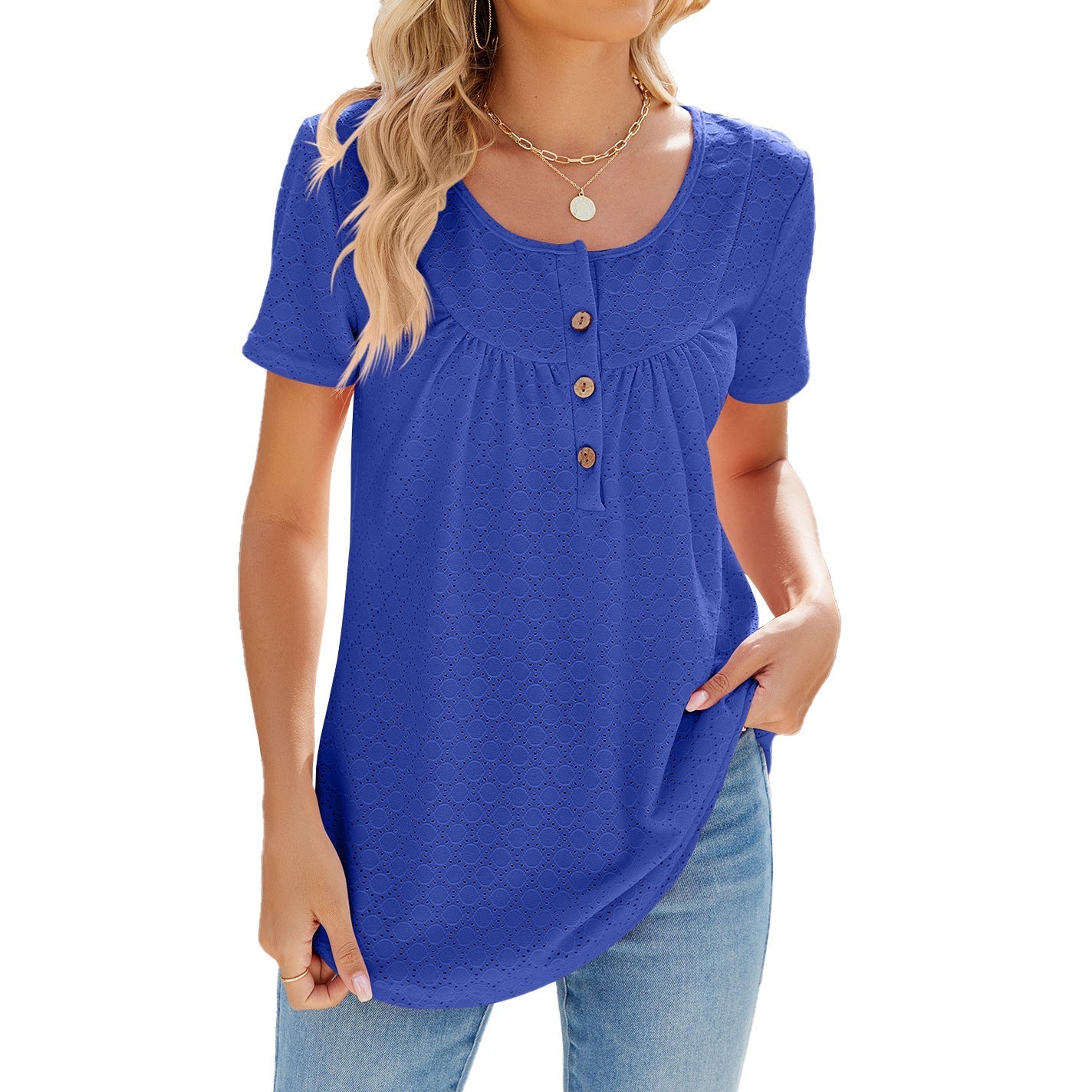 Temilade – Broderie Button Front Top