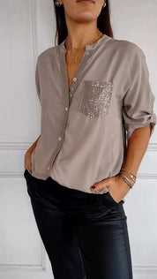 Althea – Sequined Pocket Blouse
