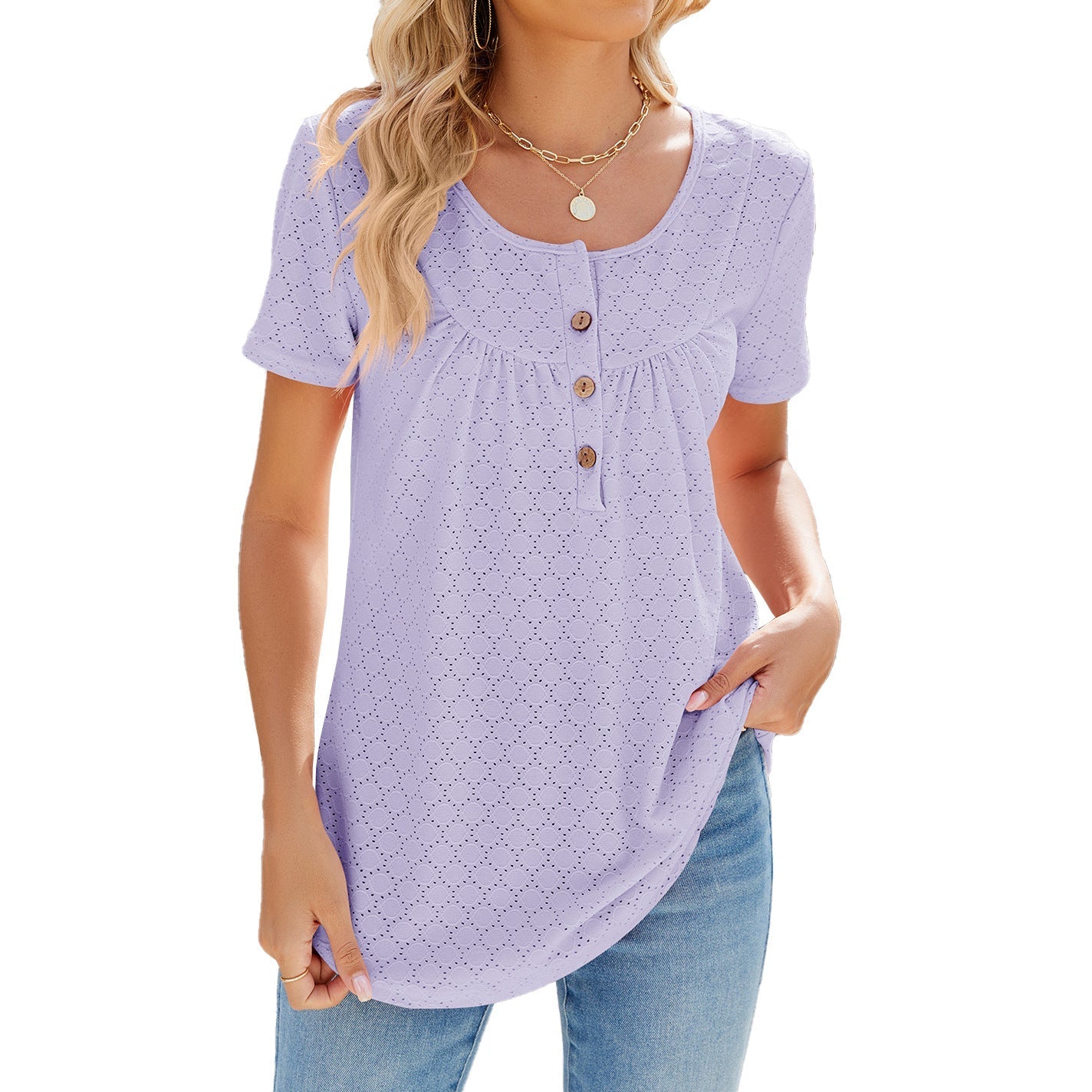 Temilade – Broderie Button Front Top