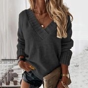 Jane | Przytulny sweter z dekoltem w kształcie litery V