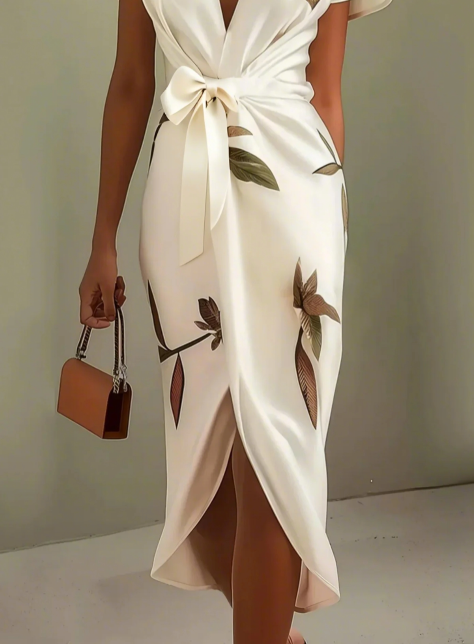 NOMI - Elegancka biała satynowa sukienka