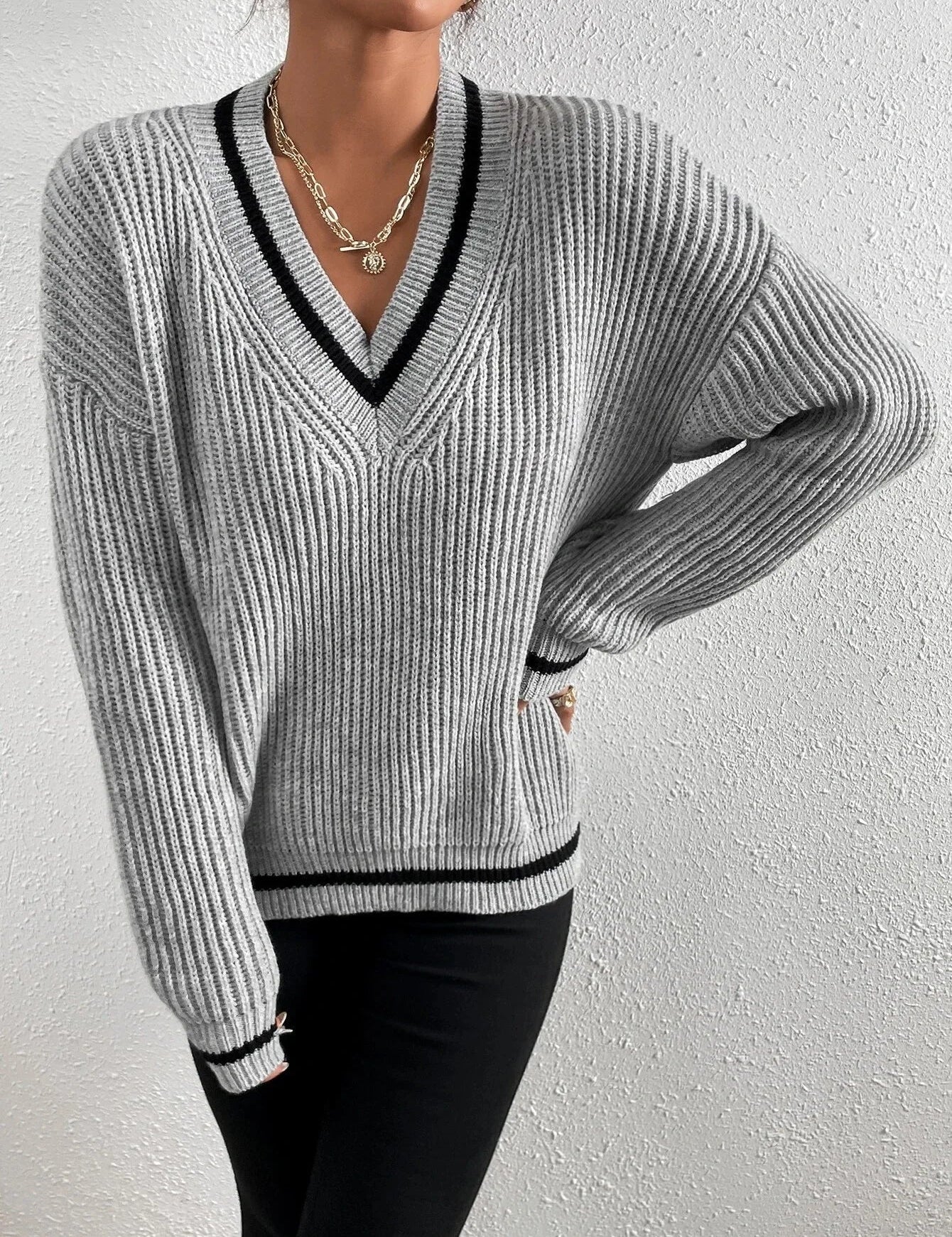 Marina | Prążkowany sweter wafelowy