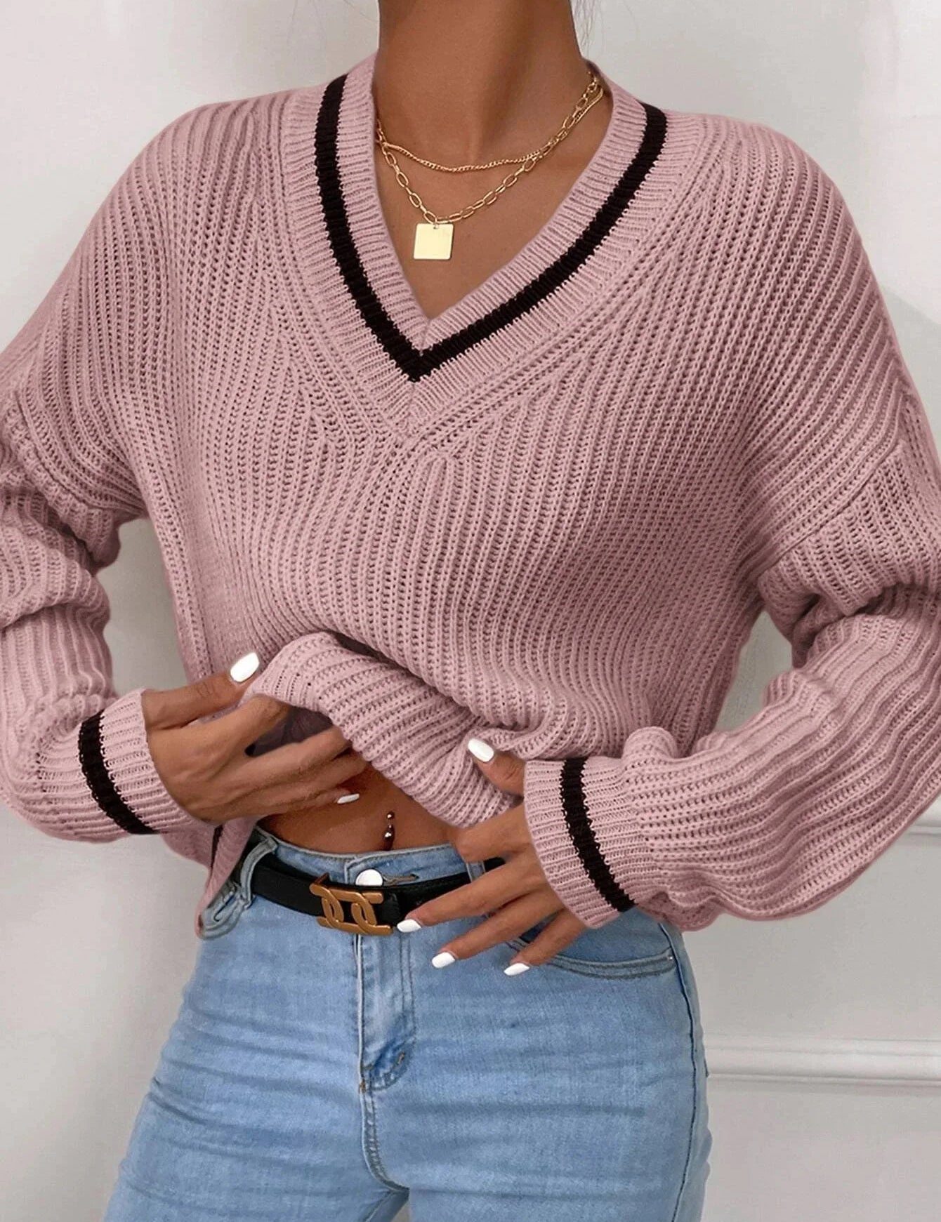 Marina | Prążkowany sweter wafelowy