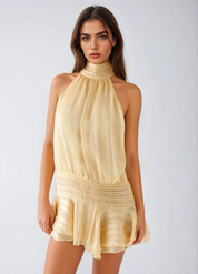 SERENELLA | Sukienka Mini z Koralikami i Chiffonem