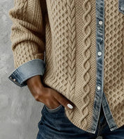 Amelia | Dzianinowy Top z Denimowymi Akcentami