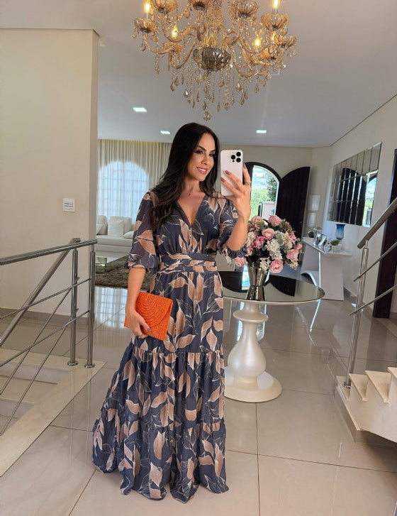 CLAUDIA | Długa sukienka w kwiaty