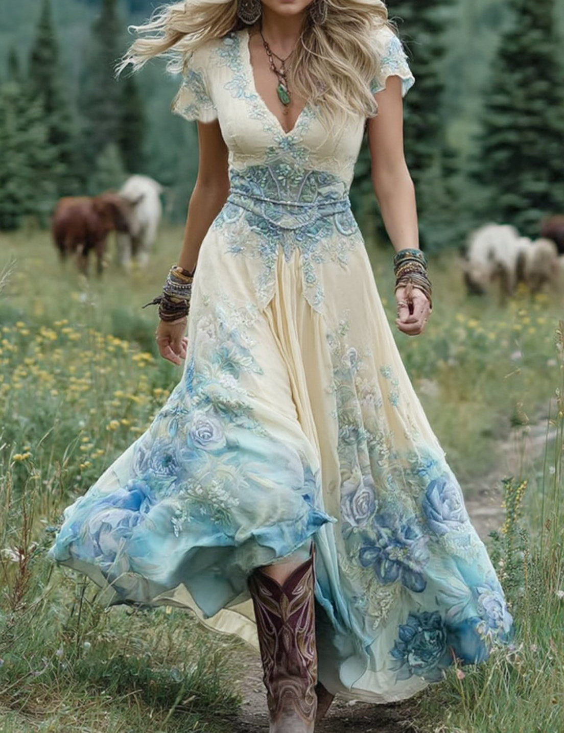 Elara - Sukienka maxi w kwiaty