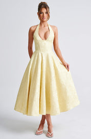 Edyta | Midi sukienka z dekoltem na szyi