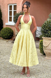 Edyta | Midi sukienka z dekoltem na szyi