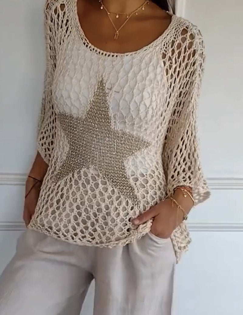Larissa | Elegancki sweter z dzianiny z gwiazdą