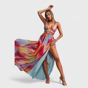 Freya - Długa sukienka malowana