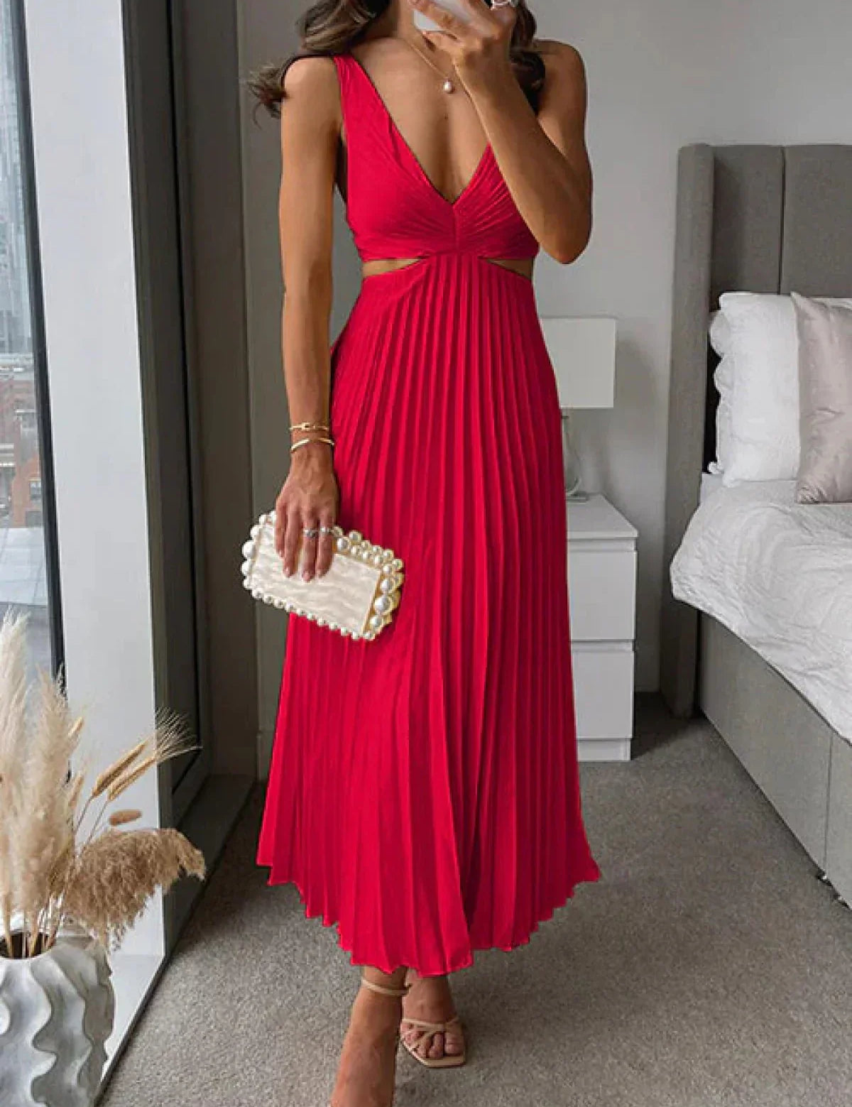 Longina | Sukienka midi z eleganckim wycięciem w talii